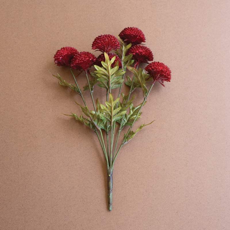 Set of 3 Artificial Red Ball Dahlias Bundle of 7